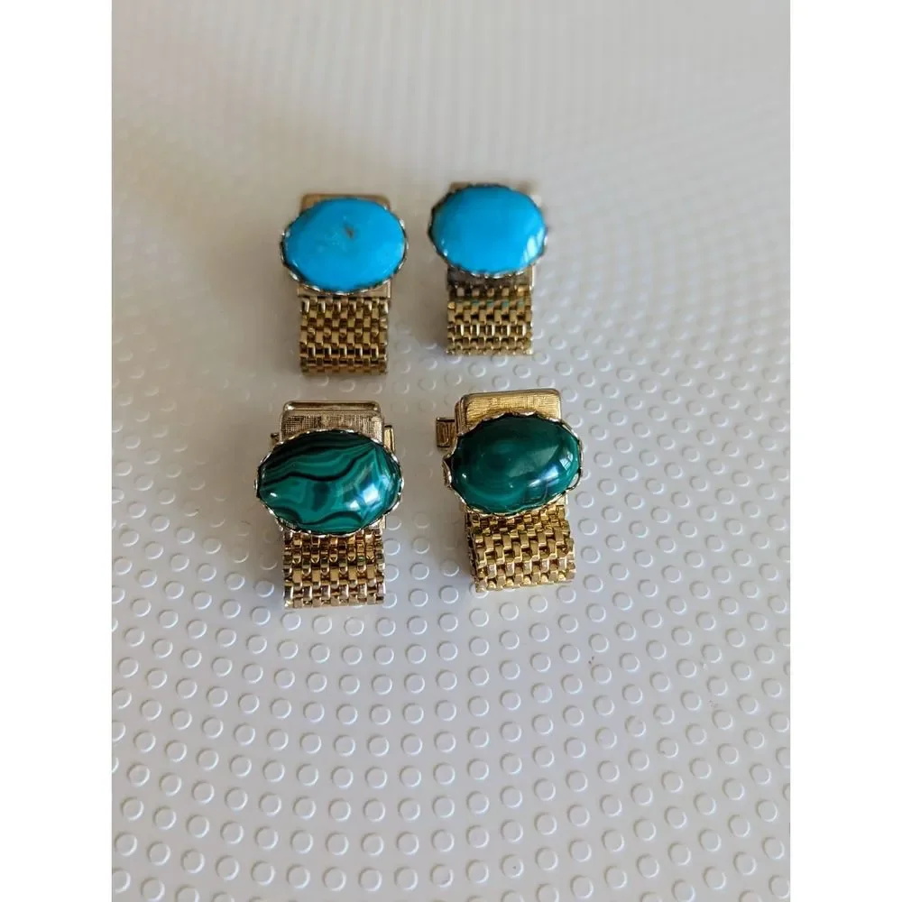 Vintage bundle of two mesh wrap around cuff links
